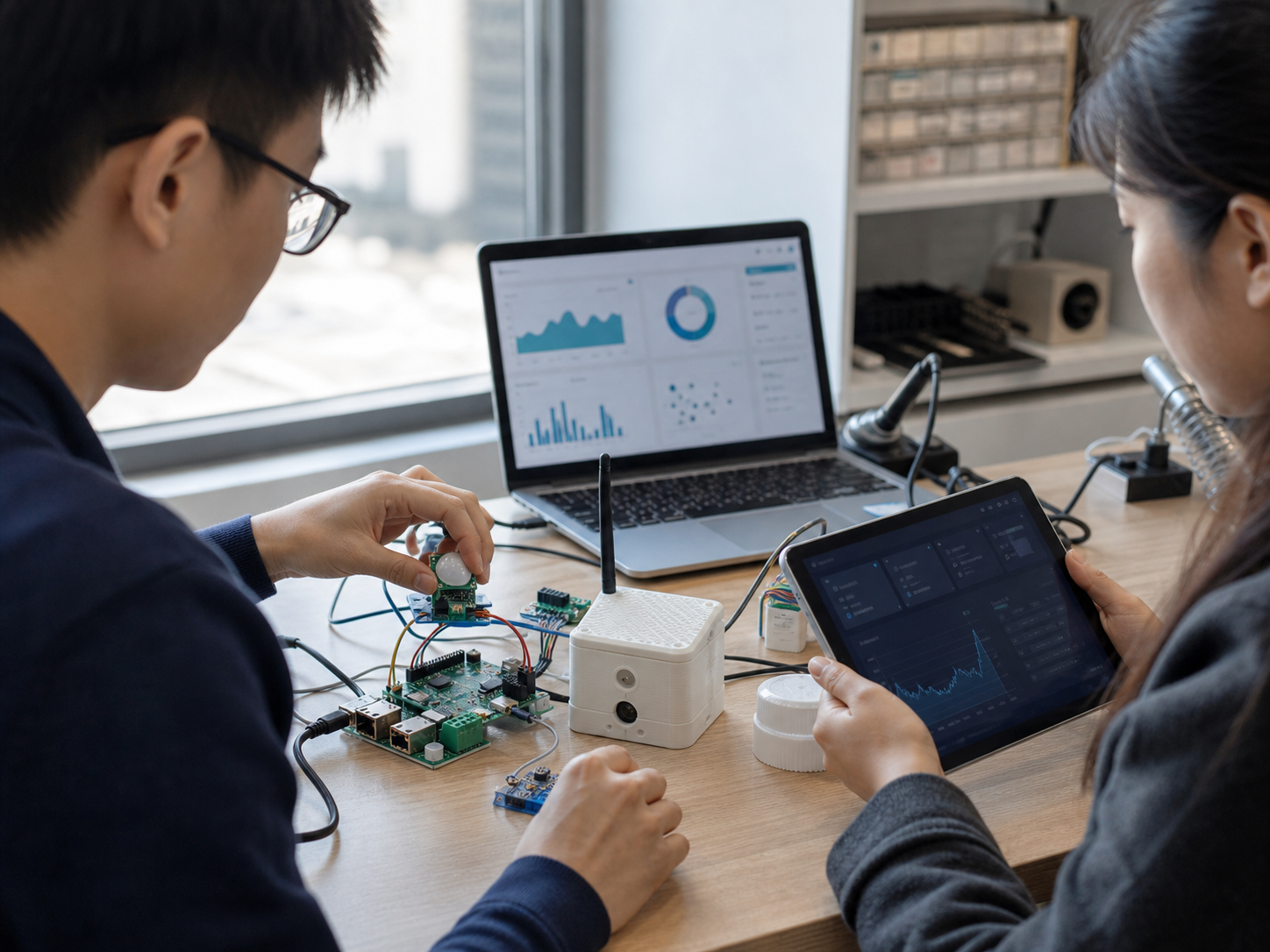 Researchers developing a connected sensor and system prototype